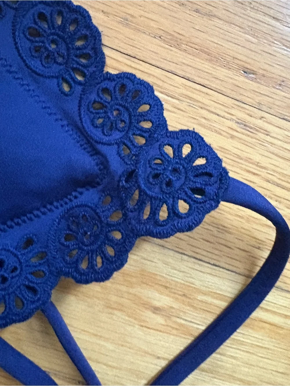 Lana Eyelet Navy V-Neck One-Piece Swimsuit